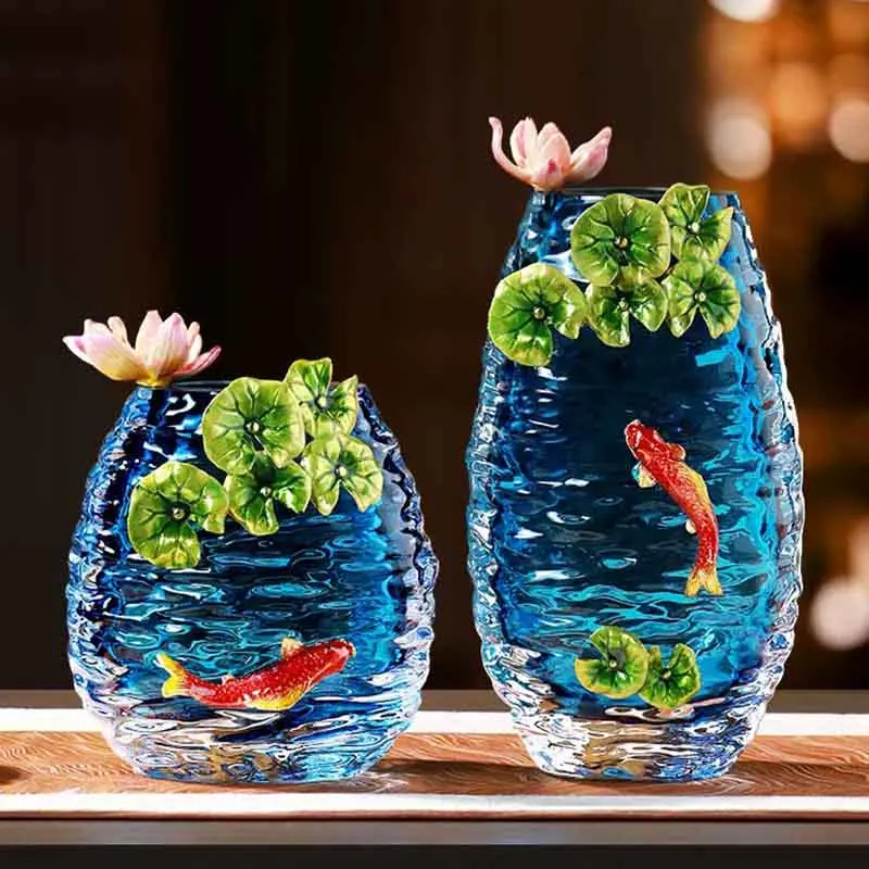 Luxury Artwork Ornaments, Glass Crafts Sculpture, Enamel Glass Vase, Living Room Desktop Decoration, Creative Gifts,Customized
