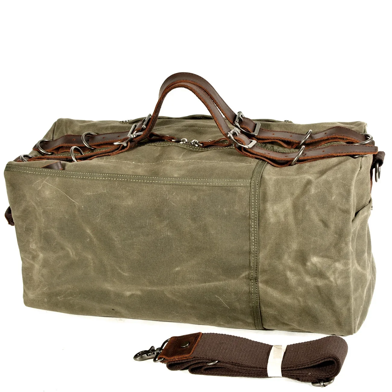 Vintage-inspired distressed thick-woven tote bag Batik-dyed canvas waterproof crossbody shoulder bag Outdoor sports travel bag