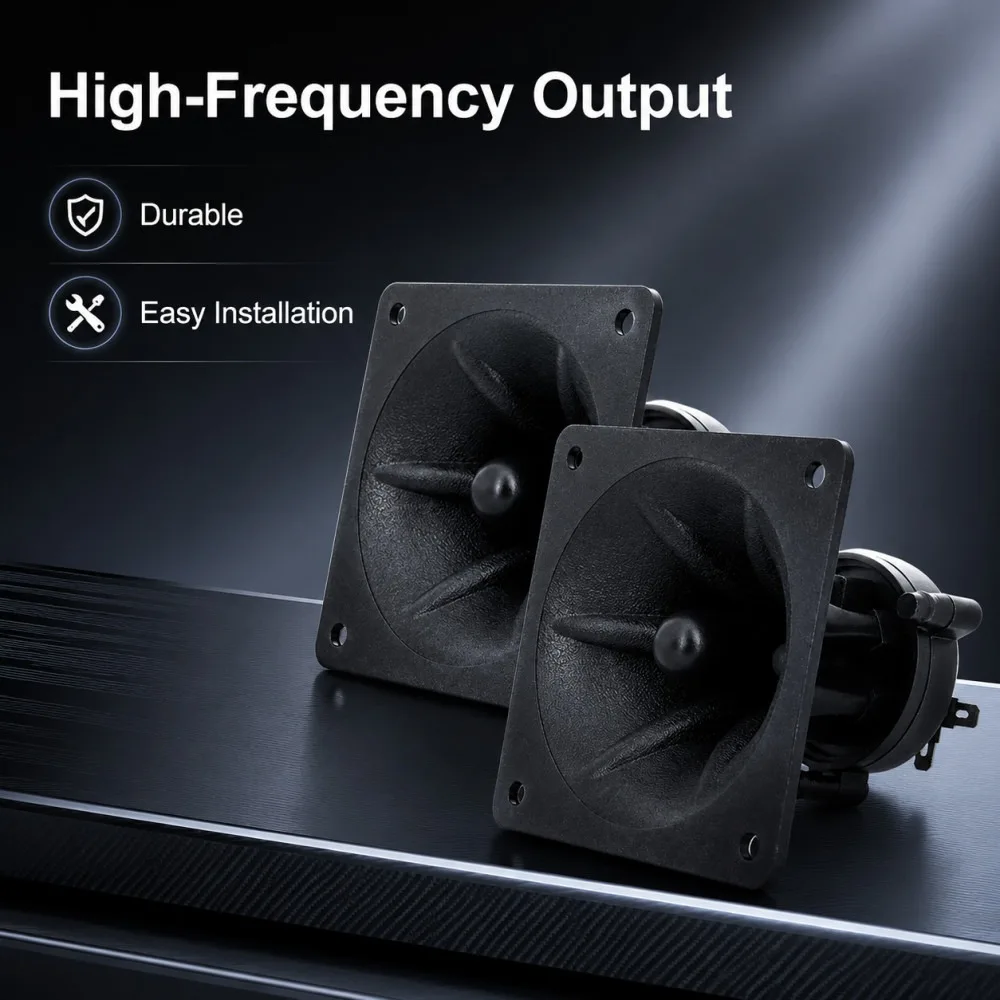 2PCS 150W 85MM Ceramic Piezo Tweeter Horn High Decibel Square Round Audio Speaker DIY Mobile Stage Audio Replacement Buzzer