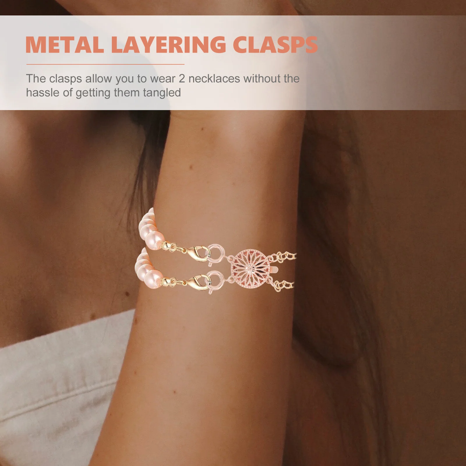 

2Pcs Necklace Layered Connection Buckles Layering Clasps Multi-Row Buckle Jewelry DIY Necklace Detangler Jewelry Buckle