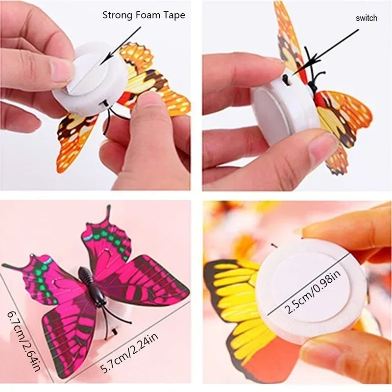 2/1 Pcs LED Colorful Butterfly Night Light DIY LED Fridge Magnet Party Wedding Living Room Bedroom Refrigerator Home Decor