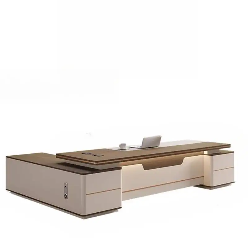 Grande scrivania da ufficio direzionale in legno bianca portaoggetti in piedi scrivania direzionale economica di lusso ad angolo Tisch mobili per piccoli spazi