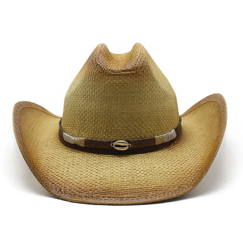 Western Cowboy Outdoor Versatile Trendy Spray Painted Men's And Women's Personalized Straw Woven Hat