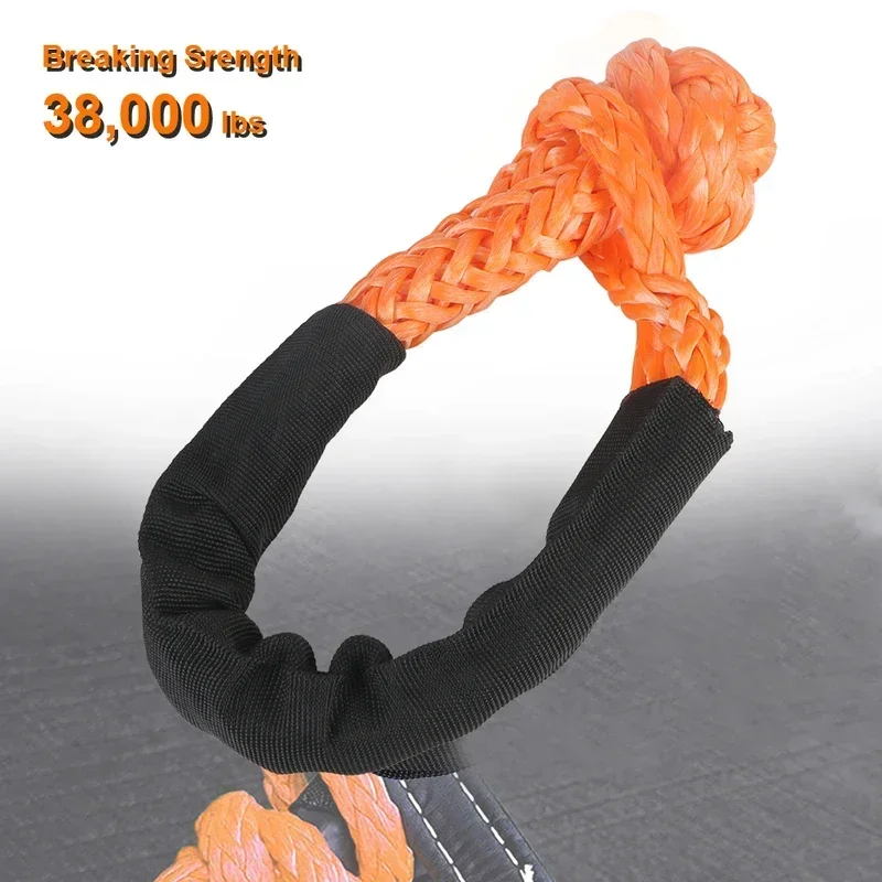 Synthetic Fiber Soft Shackle for Vehicle Recovery Off Road Towing Ropes Car Trailer Pull Rope with Protective Sleeve 38000 Lbs image 6