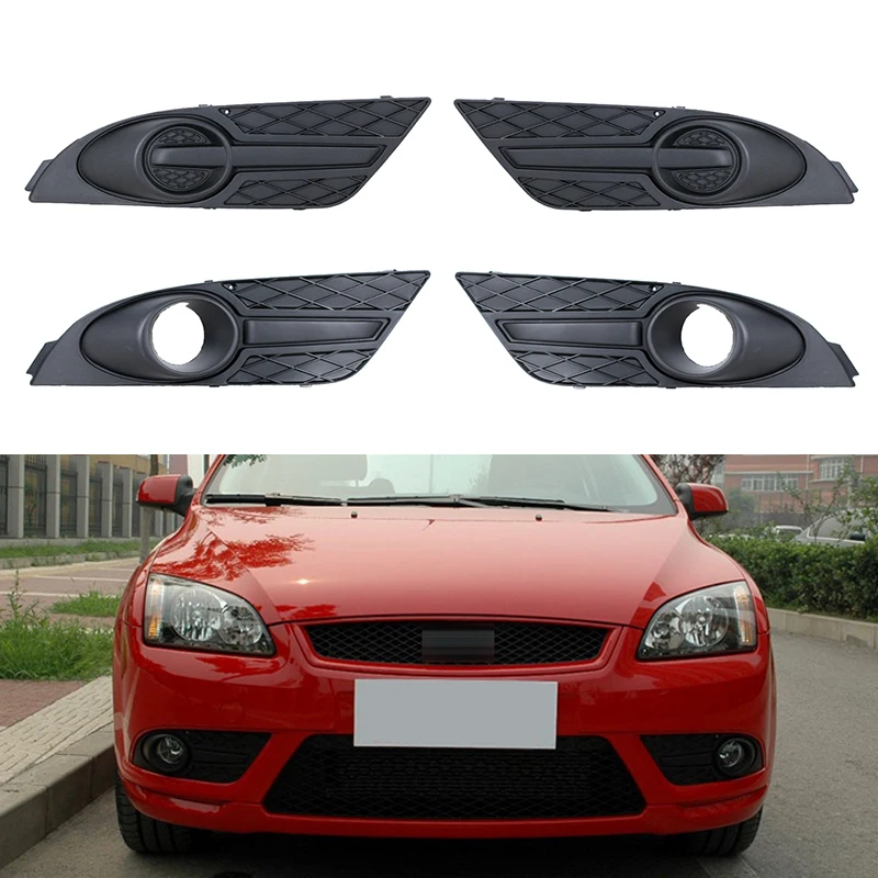 For Ford Focus 2007 2008 Front Bumper Fog Lamp Foglight Cover Bezel Frame Grille Shell Cap Hood Lid
