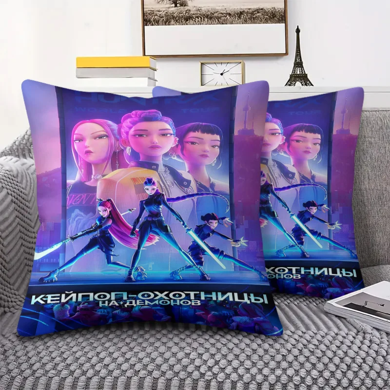 Hasbro Kpop Neon Dekokissen Anime Girl Battle Style Dekokissen Weiches quadratisches Nickerchenkissen für Sofa, Bett, Auto, Kinder, Fans, Geschenk