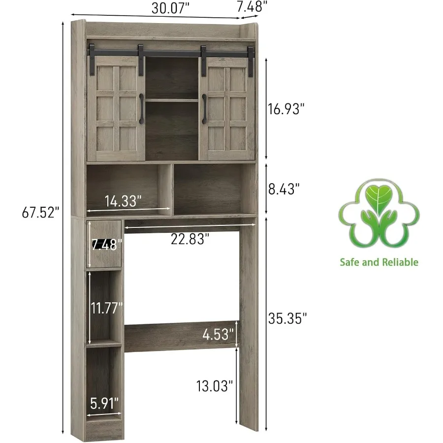 خزانة تخزين فوق المرحاض، خزانة تخزين المزرعة فوق المرحاض مع أبواب منزلقة، رف مرحاض موفر للمساحة للحمام
