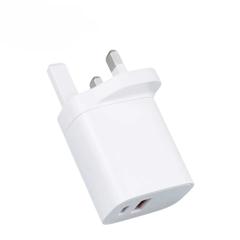

Британский быстрый зарядный адаптер 30W с поддержкой PD и QC 3.0, двойной USB-порт (USB-A и Type-C), сетевой адаптер для зарядки iPhone, Samsung, Android.