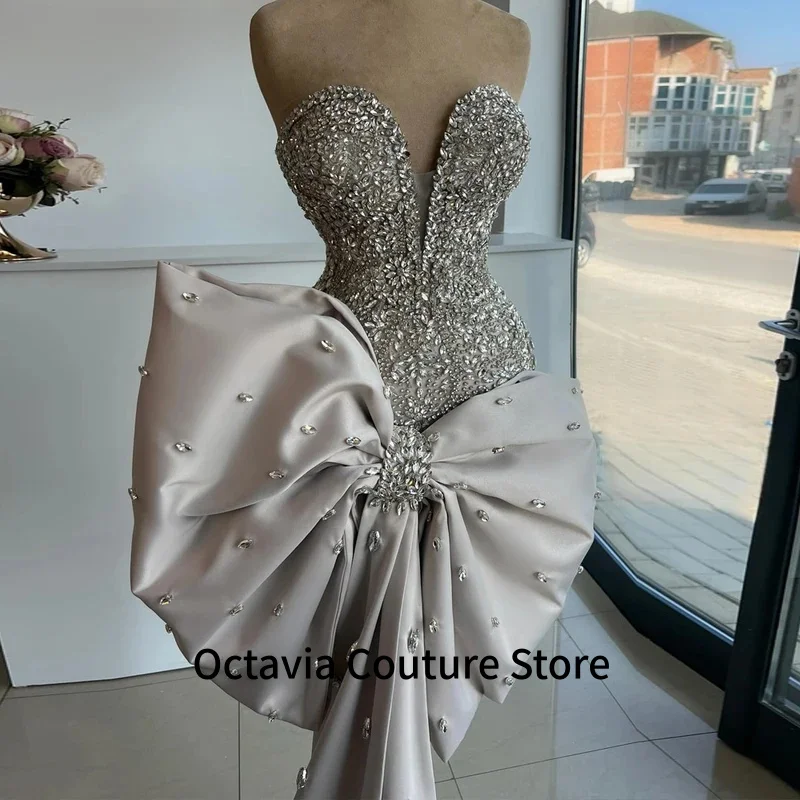 Błyszcząca Sukienka na Powrót do Szkoły z Cyrkoniami, Kokardą, Bez Rękawów, Dubaj, Arabia Saudyjska, Sukienka Koktajlowa na Imprezę, Szyta na Miarę