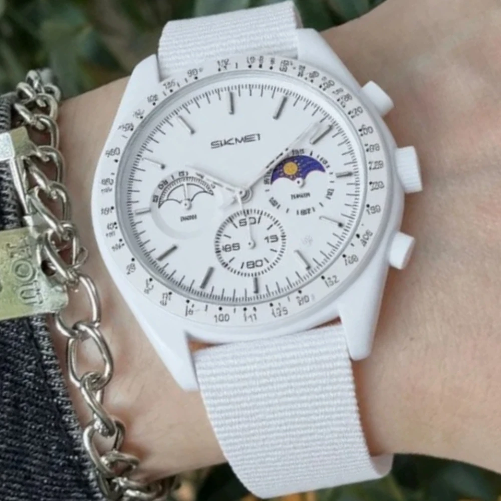 High Quality White Hot Multifunctional Quartz Watch Men Women Top Brand Unique Multi Classic Sub-dials Fashion Sun Moon Watch