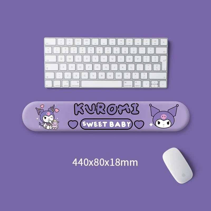 

Коврик для мыши Kuromi: милый силиконовый коврик-подставка для запястья в виде котенка, для клавиатуры ноутбука, Macbook, компьютера, нескользящий, прочный