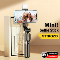 Portable Mini Selfie Stick Led Fill Light Foldable Tripod Phone Stand Holder Support Wireless Bluetooth Remote Control Shutter