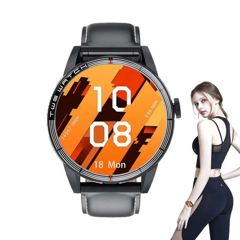 

Smartwatch With Headphones Round Sports Health Watch With Earbuds IP67 Waterproof Smart Sports Watch For Walking Cycling Hiking
