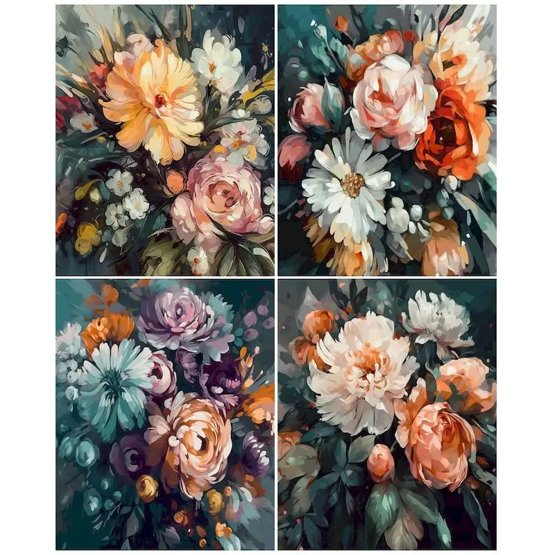 

GATYZTORY Oil Painting By Numbers Abstract Colorful Flowers For Adults Wall Art Acrylic Paints Pictures With Numbers On Canvas D