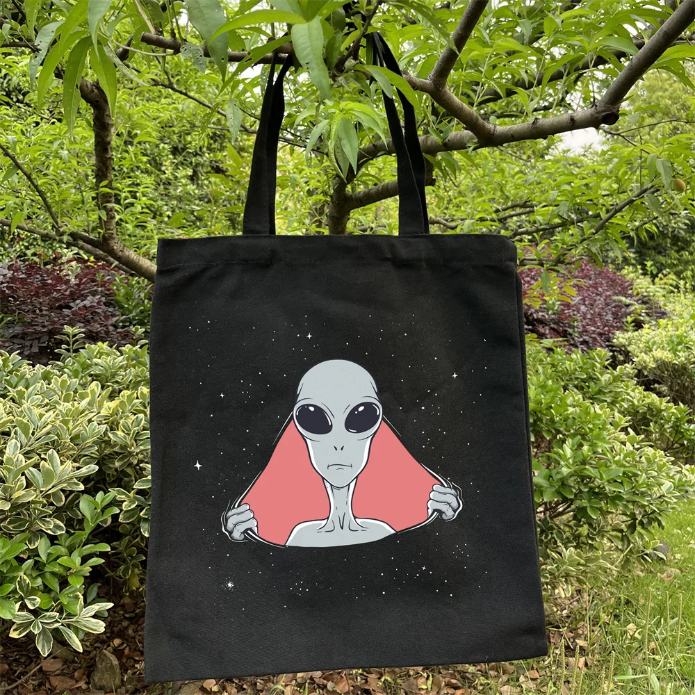 Cute Alien Universe Printed Canvas Tote Bag шопер dla kobiet Lekka torba na książki Dorywcza torba na ramię Duża pojemność na zakupy