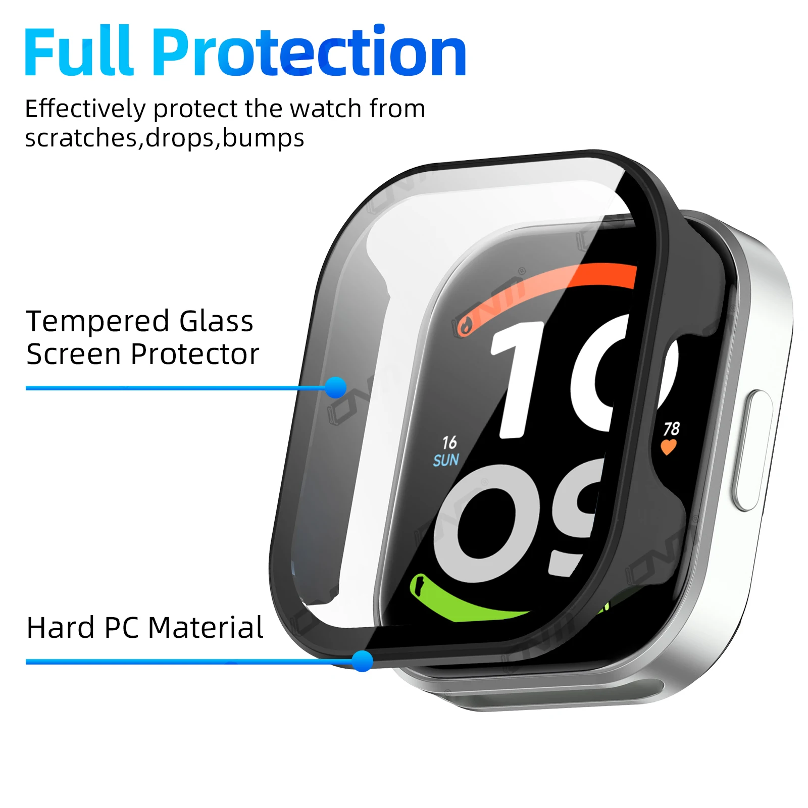 Hülle für Redmi Watch 6 Active, gehärtetes Glas Displayschutzfolie & harter PC-Schutzrahmen für Watch 6 Active Zubehör. – Detail 2