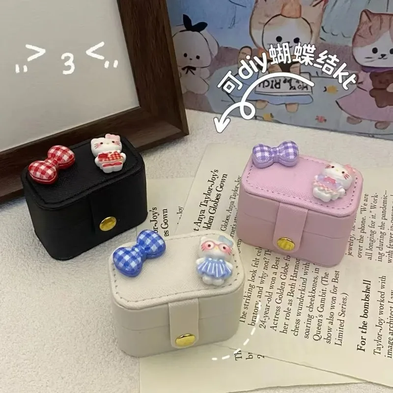 Hello Kitty Jewelry Box Earrings Earring Portable Ring Cute Storage Box Necklace Travel Mini Jewelry. view 3