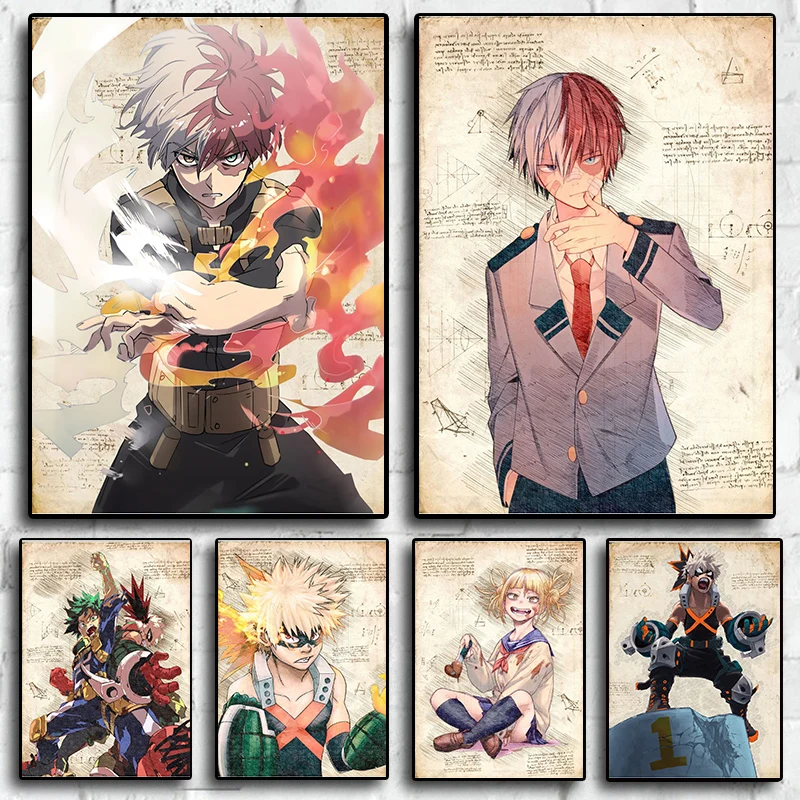 Anime Figure Sketch Comics My Hero Academia Blanket Jiro Wall Art Room Decor Vintage Canvas Poster Aesthetic Decoration Manga