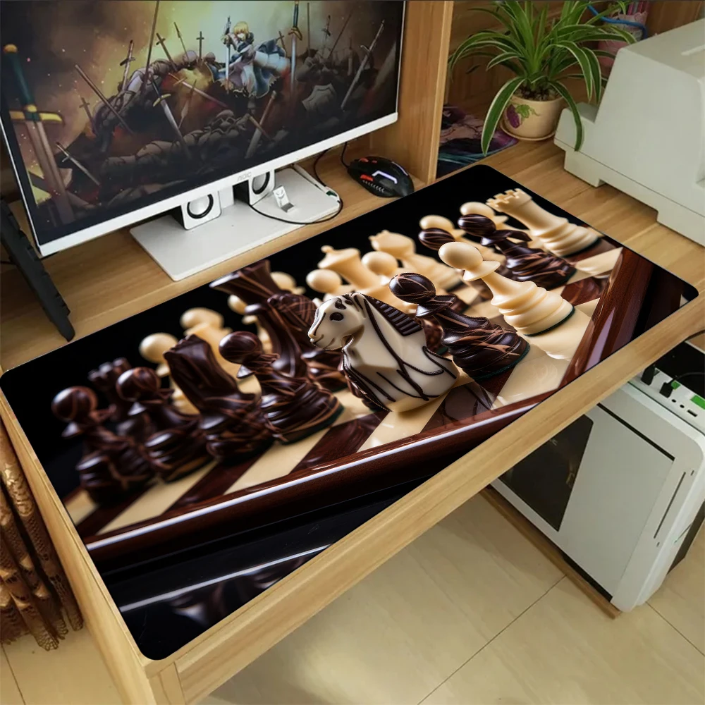 Mauspad Xxl Schokolade Schachfiguren Gaming Laptop Teppiche Maus für Computer Tastatur Desktop Pads Büro Schreibtisch Zubehör Matte