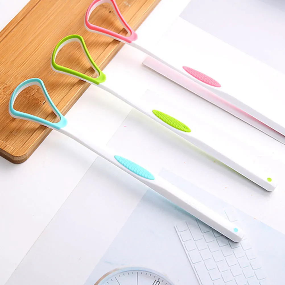 2개입 양면 혀 클리너는 더 신선한 호흡을 위한 박테리아와 코팅을 제거합니다. 데일리 툴 키트