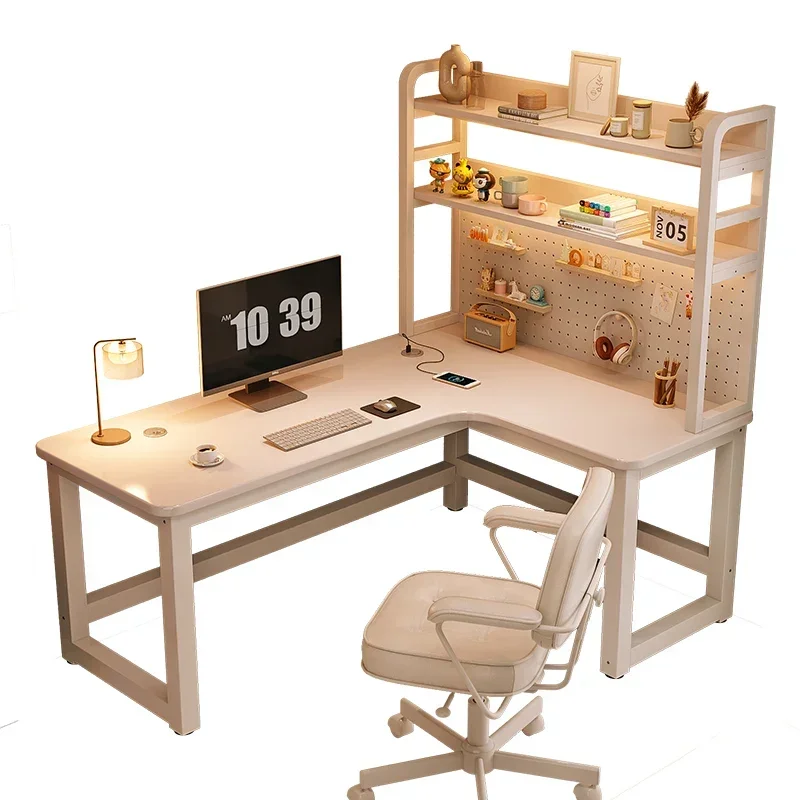 

Угловой стол кремового цвета, студенческий домашний учебный стол, книжная полка, встроенный стол, рабочий стол, угловая доска, компьютерный стол