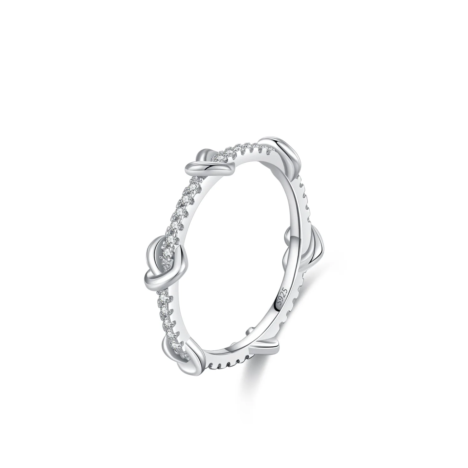 

AAA CZ 925 Sterling Silver knot Finger Ring Stacked European For Women Birthday Party Wedding Gift Jewelry