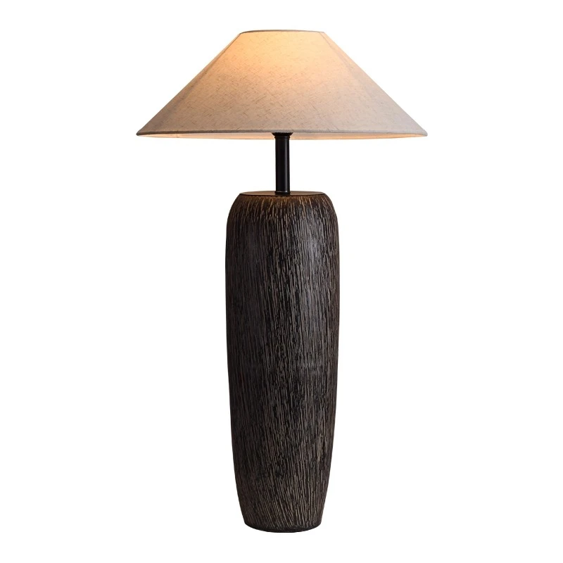 Floor lamp next to the sofa in the living room of wabi-sabi wind, Song Dynasty Aesthetic Homestay, Pottery Pot Hotel