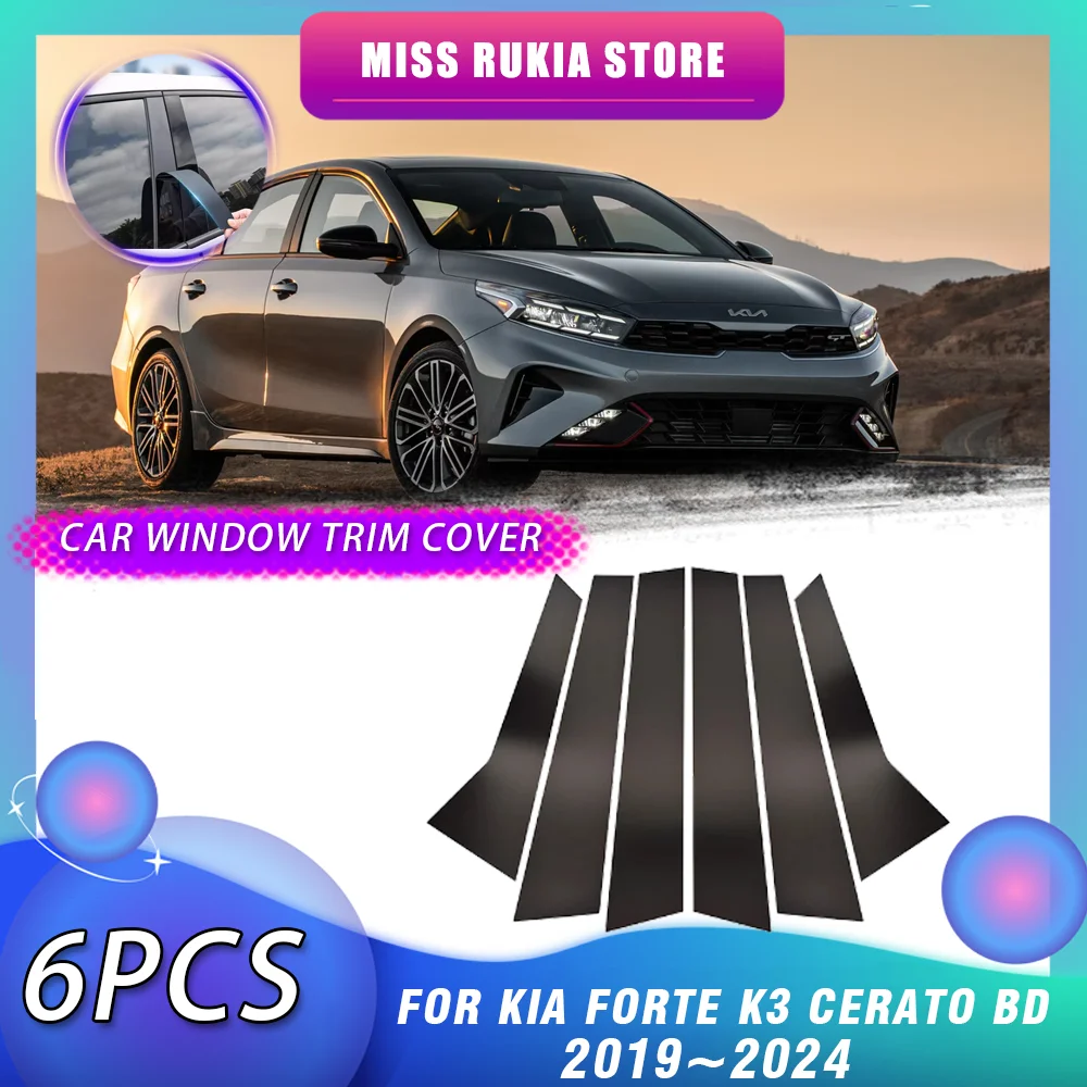 Car Window Trim Cover for Kia Forte K3 Cerato BD Sedan 2019~2024 Bright Black B C Column Molding Pillar Posts Sticker Accessorie