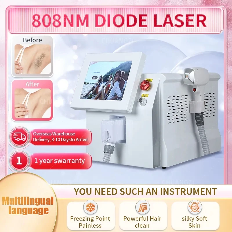 Mesin Laser penghilang bulu badan, mesin Laser penghilang bulu badan Titanium es Diode permanen profesional 3 gelombang 2025 portabel 755 808 1064nm