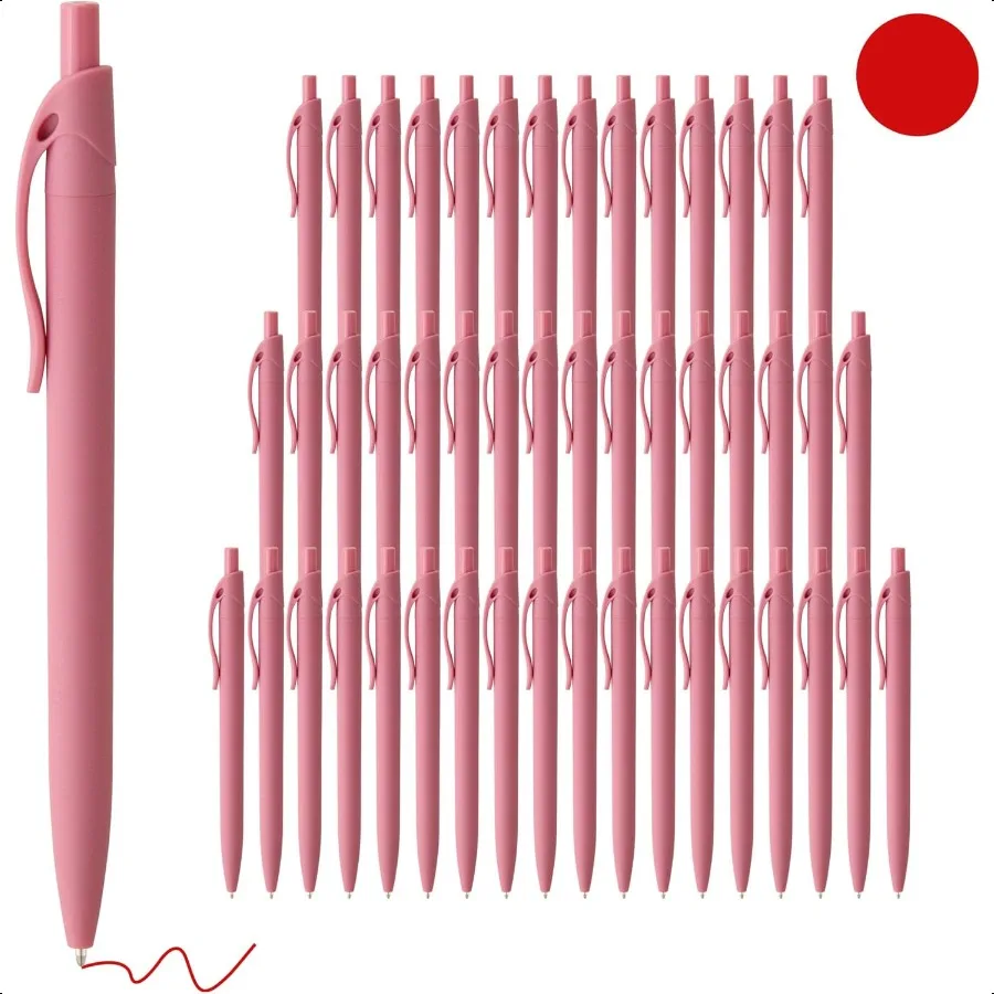 

Pens Bulk 50 Pack No Bleed Click Pens Wholesale Retractable Ballpoint Pens Pen Medium Point Smooth Ink Pens 1.0MM Red Ink