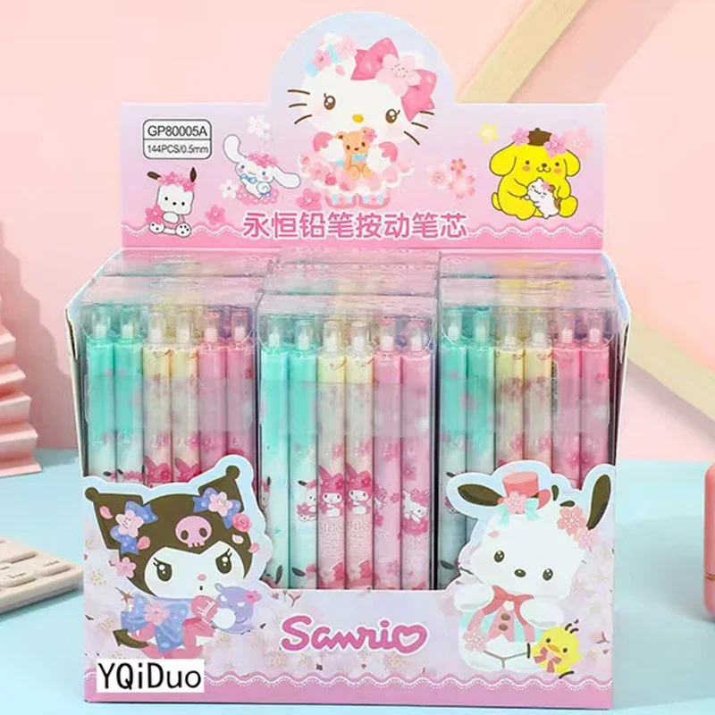 6Pcs Sanrio mymelody Kuromi Cinnamoroll Pom Pom Purin Pochacco Eternal Pencil New Magic Pencil Art Sketch Painting Design Tools