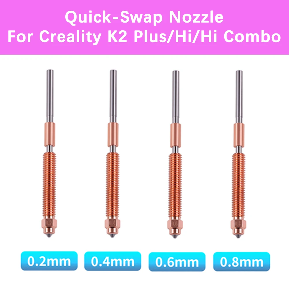 Boquilla K2 todo en uno para Hi Combo K2 PRO, boquilla de intercambio rápido para Creality K2 Plus Hi Hotend, piezas de impresora 3D, boquilla de acero endurecido