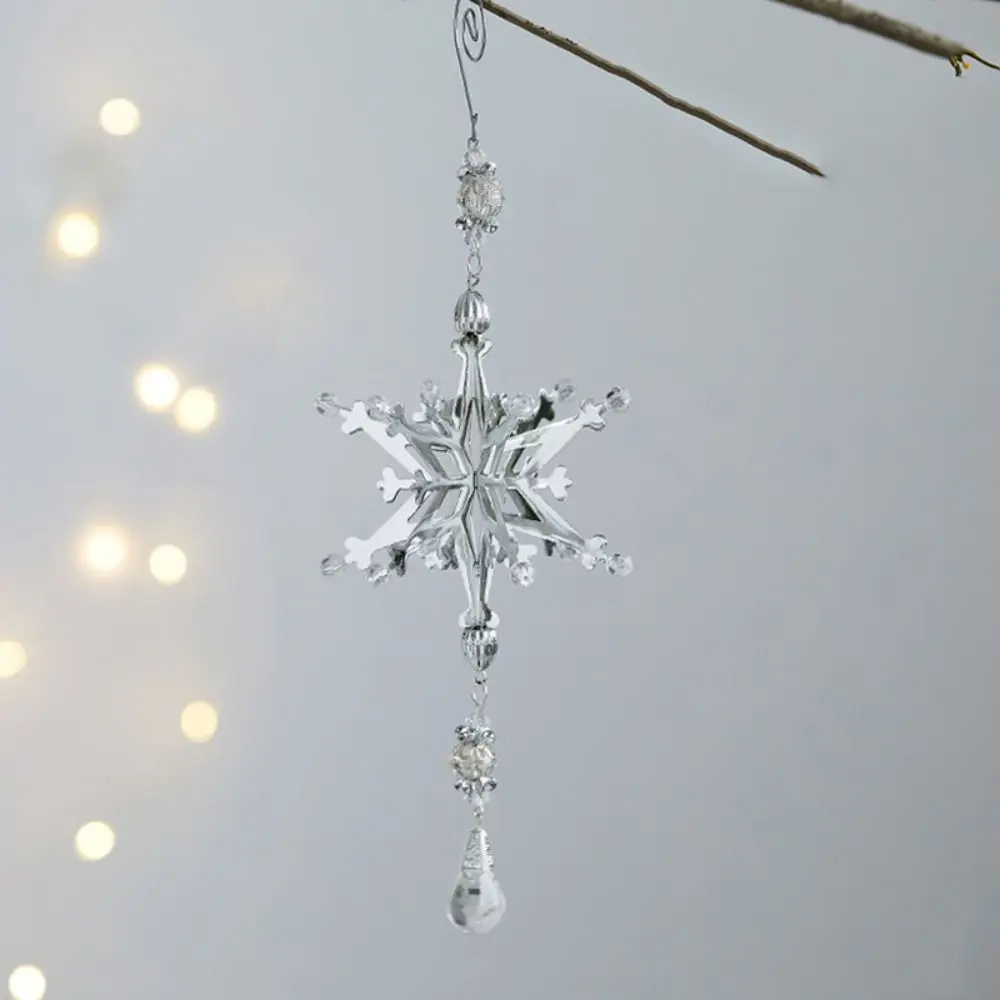 

Iron 3D Christmas Snowflakes Pendant Three-dimensional Glitter Christmas Tree Hanging Ornaments Reusable Plating Gold/Silver