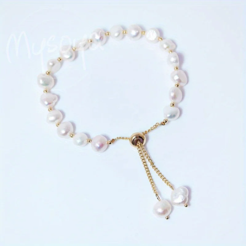 

MYSOYA 5-6 мм белый браслет из пресноводного жемчуга в стиле барокко для женщин и мужчин с подарочной коробкой для свадьбы, дня рождения, рождественского ювелирного подарка