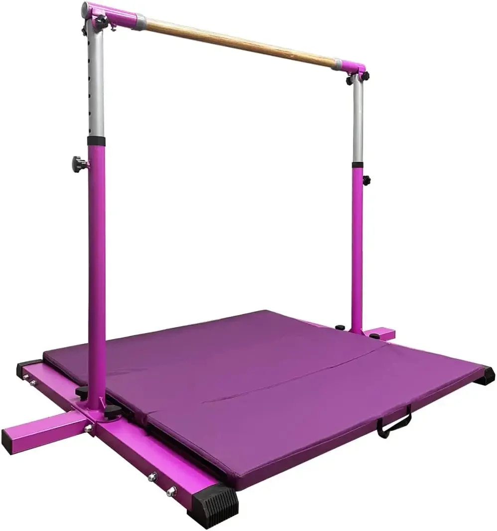 Gymnastic Kip Bar,Horizontal Bar for Kids Girls Junior,3' to 5' Adjustable Height,Home Gym Equipment,Ideal for Indoor and Home