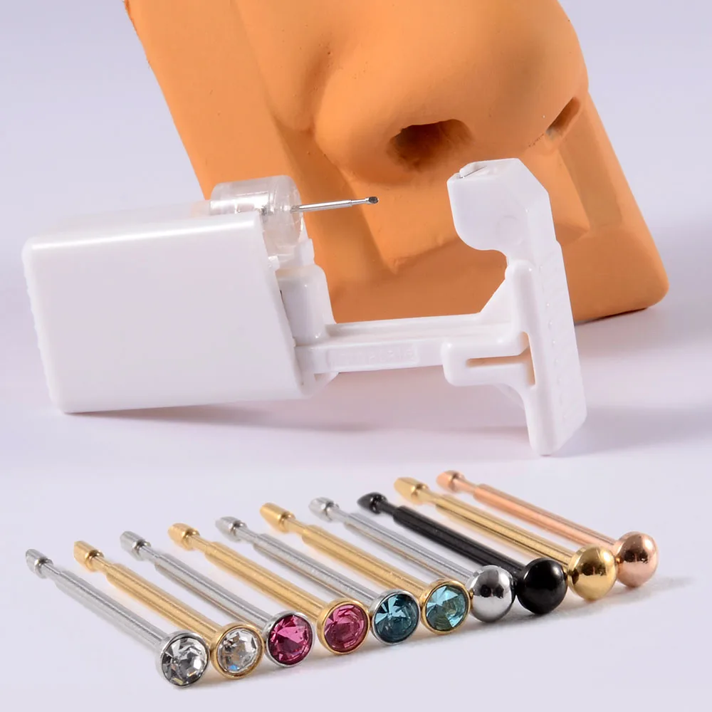 

24pcs Automatic bending Disposable Safe Sterile Piercing Unit For Nose Stud Piercing Gun Piercer Tool Nose Ring Piercing Jewelry