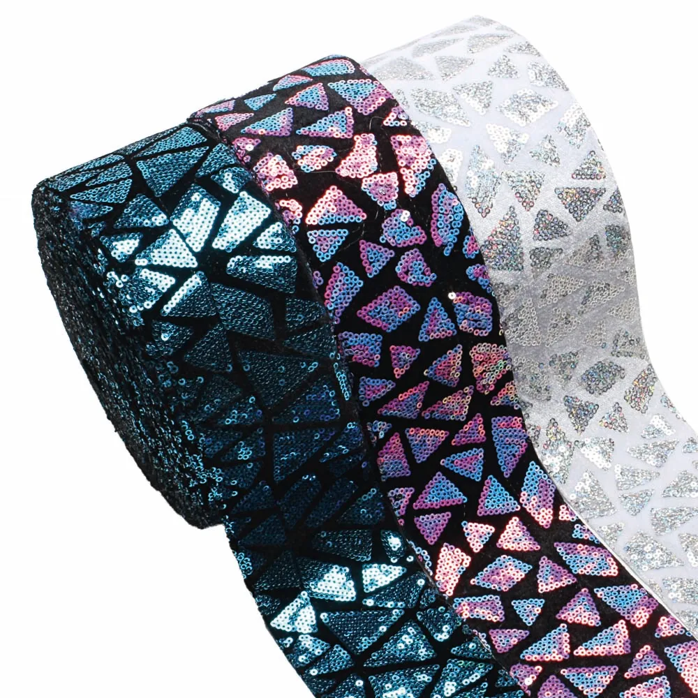 

3inch sequin ribbon 20yards Velvet Fabric for Hairbows DIY Craft Materials in stock