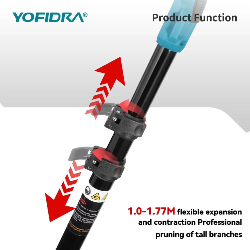 YOFIDRA 4-in-1 bürstenloser Hochteleskopstab 8-Zoll-Kettensägen-Astschere 32-mm-Schere Garten- und Holzbearbeitungs-Astschneidewerkzeug für Makita 21V Akku – Detail 9