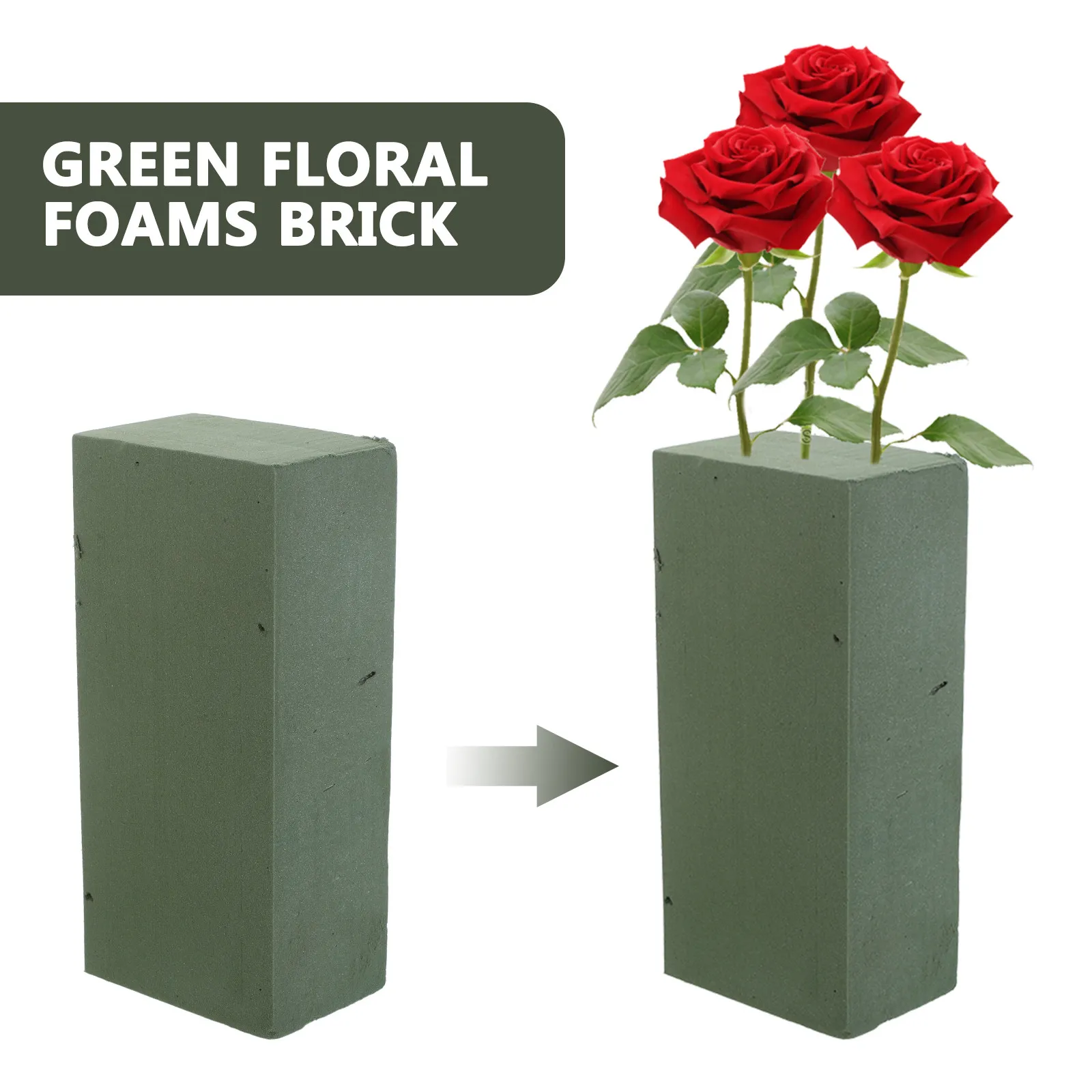 10Pcs Green Floral Foam Rectangular Blocks 9x4 Inch Wet Dry Flower Arrangement Base for Wedding Vase Bouquet DIY Crafts