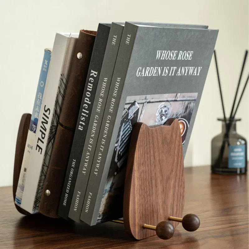 Small Book Stand Desktop Creative Student Bookshelf Ins Wind Black Walnut Adjustable Books Support Children Gift