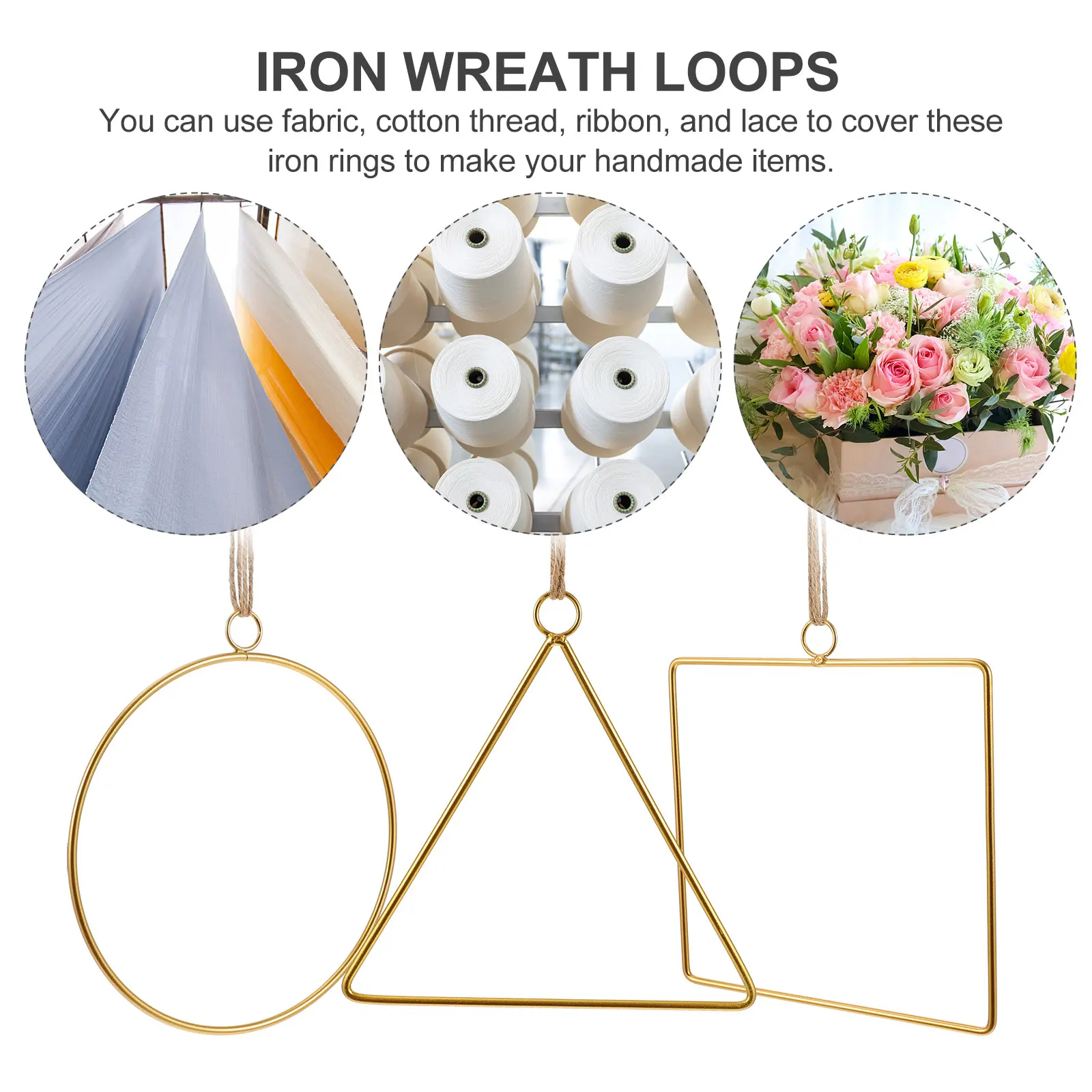 

Hoop Wreath Decorative Flower Hanger Iron Frame for DIY Artificial Flowers Smooth Craft Material Geometric Shaped