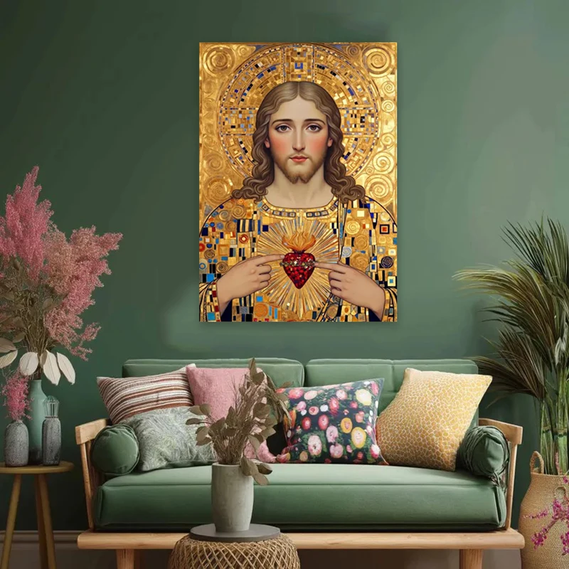 Virgin Mary and Baby Jesus Canvas Wall Art, Sacred Heart of Jesus Canvas Prints