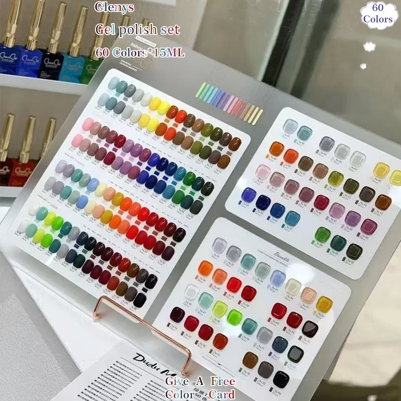 글레니스 178 컬러 네일 폴리쉬 젤 넷 레드 인기 연중무휴 유니버설 이머전 젤 컬러 카드 UV LED 네일 아트 바니쉬 세트