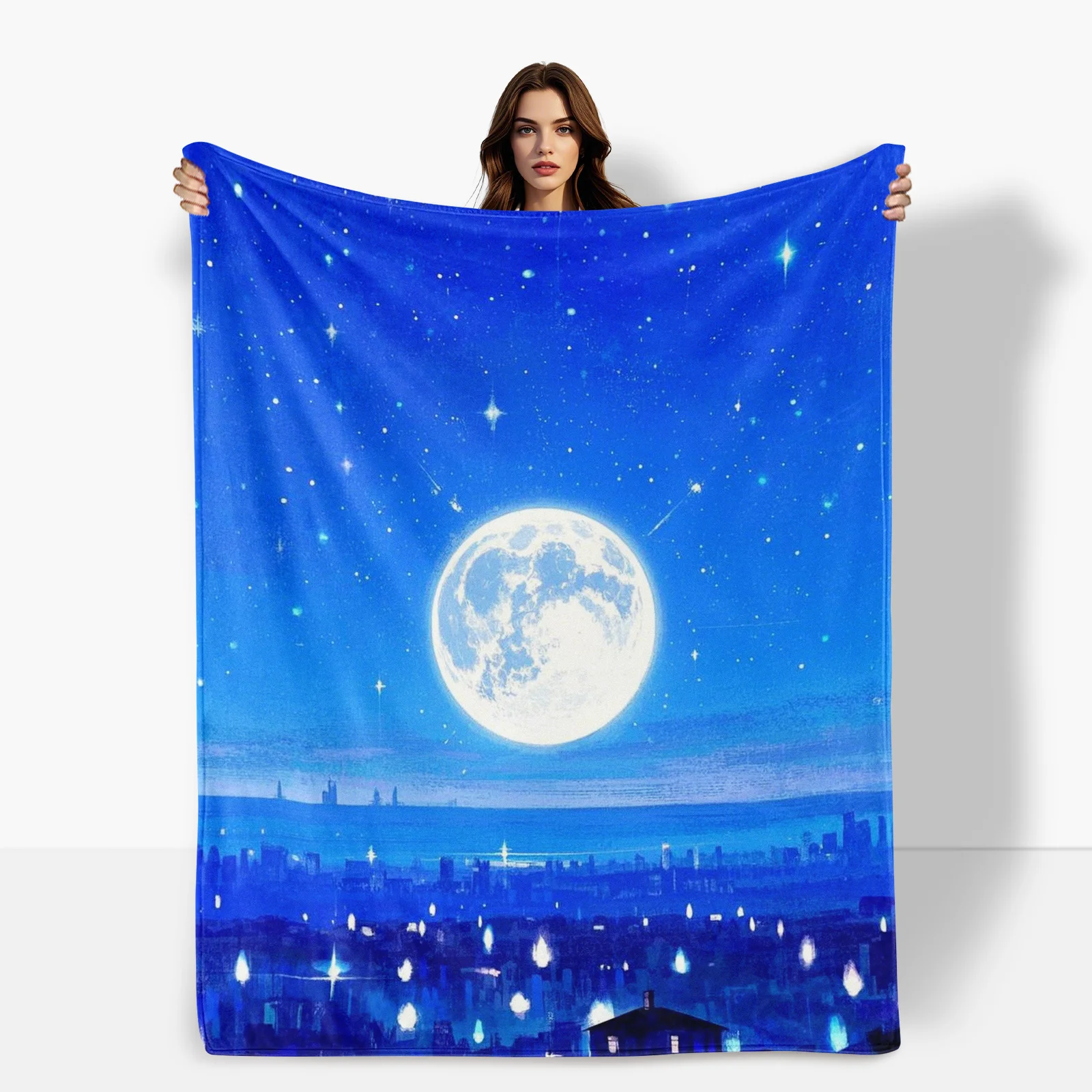 

Одеяло Serene Moon Blue Sky Star на тему комфорта и дружбы, стиль дизайна домашнего декора