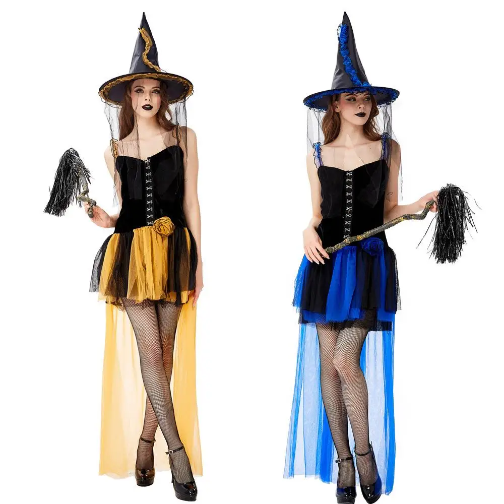 

Halloween Party Witch Skirt Long Tail Lace Double Color Optional Performance Gift Women's Costume Traditional Chinese Ethnic ...