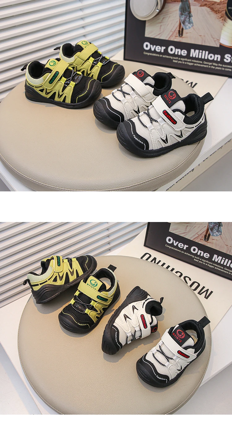 Jungen-Wanderschuhe, Zehenkappe, Mesh, atmungsaktiv, Kinder-Freizeitschuhe, weicher Boden, 2025, Herbst, neue Baby-Flache Schuhe, rutschfest, trendig – Detail 2