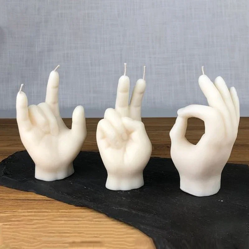 Large 3D Middle Finger Candle Silicone Mold Creative Gesture Finger Candle Making Tools DIY Soap Gypsum Resin Molds Home Crafts