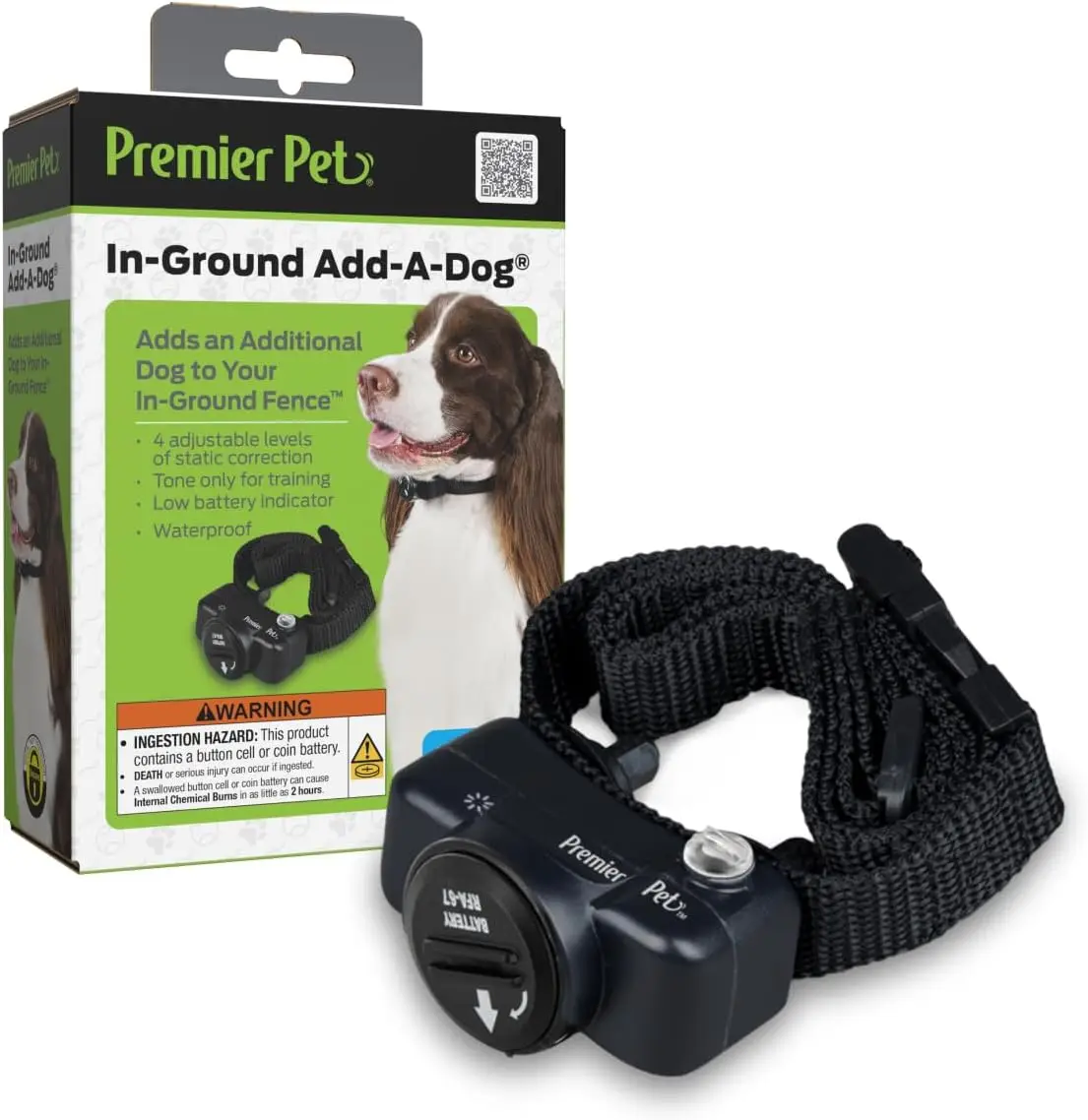 

In-Ground Add-A-Dog Collar - Waterproof Receiver with Static Correction - Comfortable Nylon Strap - Dog Yard Safety