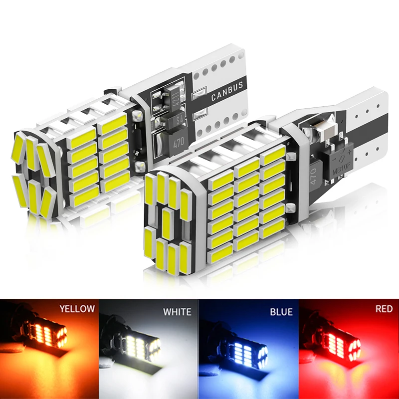 2/10pcs T10 W5W T15 W16W Led Light Canbus No Error 4014SMD For Car Interior Accessories Lamp Tail Reversing Bulb 6000K White 12V