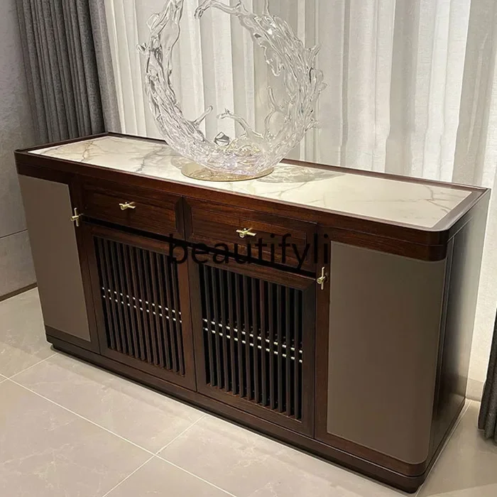 

Ebony door cabinet, living room rock slab home decoration storage chest